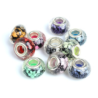 Acrylic European Beads, Rondelle, platinum color plated, handmade & brass double core without troll & faceted Approx 5mm 
