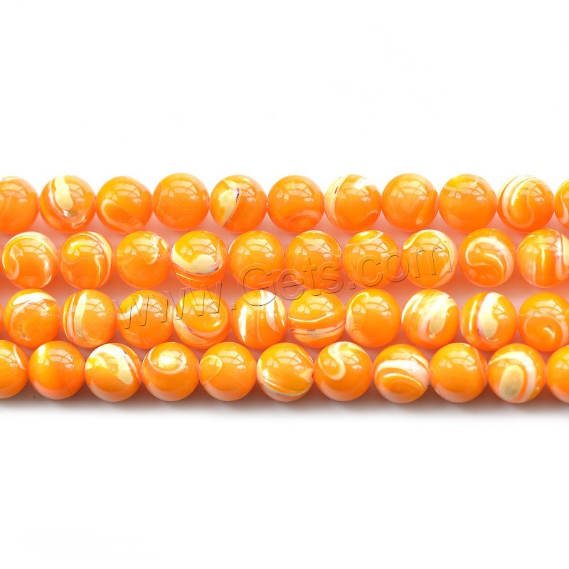 Natural Freshwater Shell Beads, Round, different size for choice, orange, Hole:Approx 1mm, Length:Approx 15.5 Inch, Sold By Strand