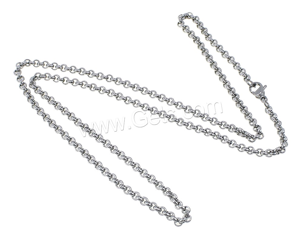 Мода нержавеющей стали ожерелье цепь, нержавеющая сталь, Другое покрытие, разный размер для выбора & Роло цепь, Много цветов для выбора, длина:Приблизительно 19 дюймовый, продается Strand