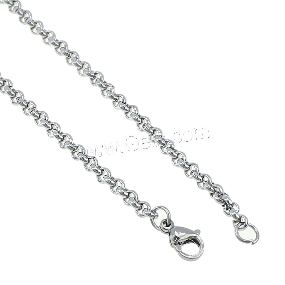 Мода нержавеющей стали ожерелье цепь, нержавеющая сталь, Другое покрытие, разный размер для выбора & Роло цепь, Много цветов для выбора, длина:Приблизительно 19 дюймовый, продается Strand