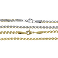 Мода нержавеющей стали ожерелье цепь, нержавеющая сталь, Другое покрытие, Овальный цепь, Много цветов для выбора, 3mm, длина:Приблизительно 19 дюймовый, продается Strand