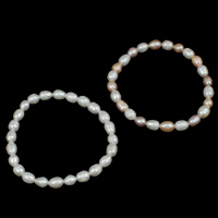 Pulseras de la perla, Perlas cultivadas de agua dulce, Arroz, natural, más colores para la opción, 6-7mm, longitud:aproximado 7.5 Inch, Vendido por Sarta