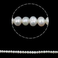 Perle comme Pommes de terre perles d'eau douce, perle d'eau douce cultivée, pomme de terre, naturel, blanc, 4-5mm Environ 0.8mm Environ 15.5 pouce, Vendu par brin