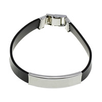 Bracelet en acier inoxydable Silicone, avec acier inoxydable, noire, 9mm Environ 8.5 pouce, Vendu par brin