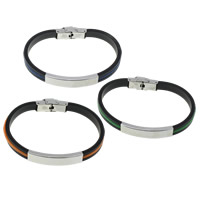 Silicone Stainless Steel Bracelets, with Stainless Steel 7mm Approx 8.5 Inch 