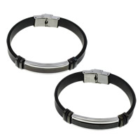 Silicone Stainless Steel Bracelets, with Stainless Steel, plated 10mm Approx 8 Inch 