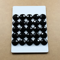 Black Agate Cabochon, Flat Round, natural & flat back & faceted, Grade A 