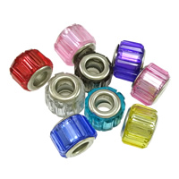 Acrylic European Beads, Column, platinum color plated, zinc alloy double core without troll Approx 5mm 