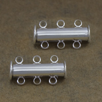 Brass Slide Lock Clasp, Column, silver color plated Approx 2mm [