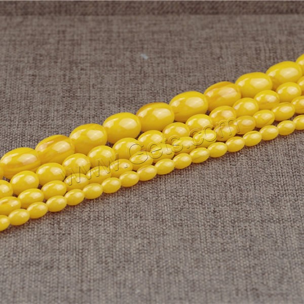 Imitierter Bernstein Harz Perlen, oval, Nachahmung Bienenwachs & verschiedene Größen vorhanden, Bohrung:ca. 1.5mm, Länge:ca. 15.5 ZollInch, verkauft von Strang