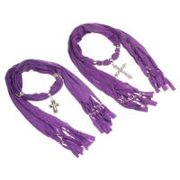 Pendant Scarf, Polyester and Cotton, with Mixed Material, plated, mixed, purple - 1500-1700mm 