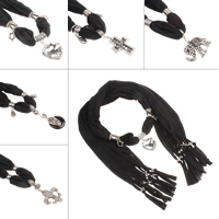 Pendant Scarf, Polyester and Cotton, with Mixed Material, plated, mixed, black - 1500-1700mm 