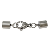 Stainless Steel Lobster Claw Cord Clasp, with end cap, original color 35mm Approx 5mm 
