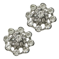 Cabochons de bijoux en alliage de zinc, fleur, Placage de couleur platine, avec strass Vendu par PC