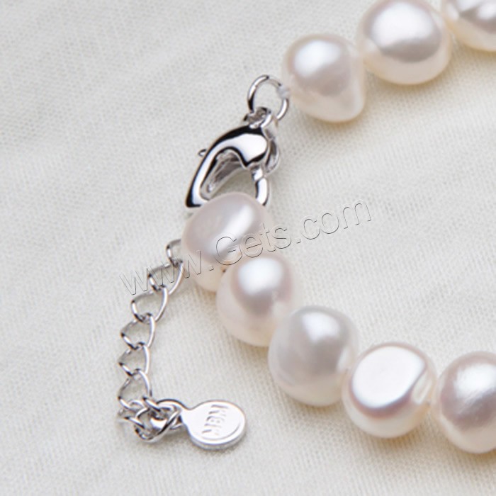 Cultured Freshwater Pearl Bracelets, brass lobster clasp, with 5cm extender chain, Baroque, natural, different size for choice, white, Length:Approx 7.5 Inch, Sold By Strand