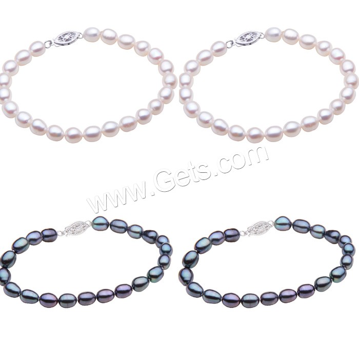 Cultured Freshwater Pearl Bracelets, brass fishhook clasp, Rice, natural, different size for choice, more colors for choice, Length:Approx 7.5 Inch, Sold By Strand