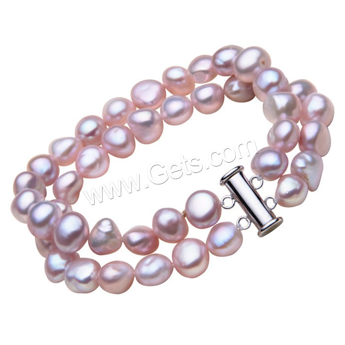 Cultured Freshwater Pearl Bracelets, brass slide clasp, Baroque, natural, different size for choice & 2-strand, more colors for choice, Length:Approx 7.5 Inch, Sold By Strand