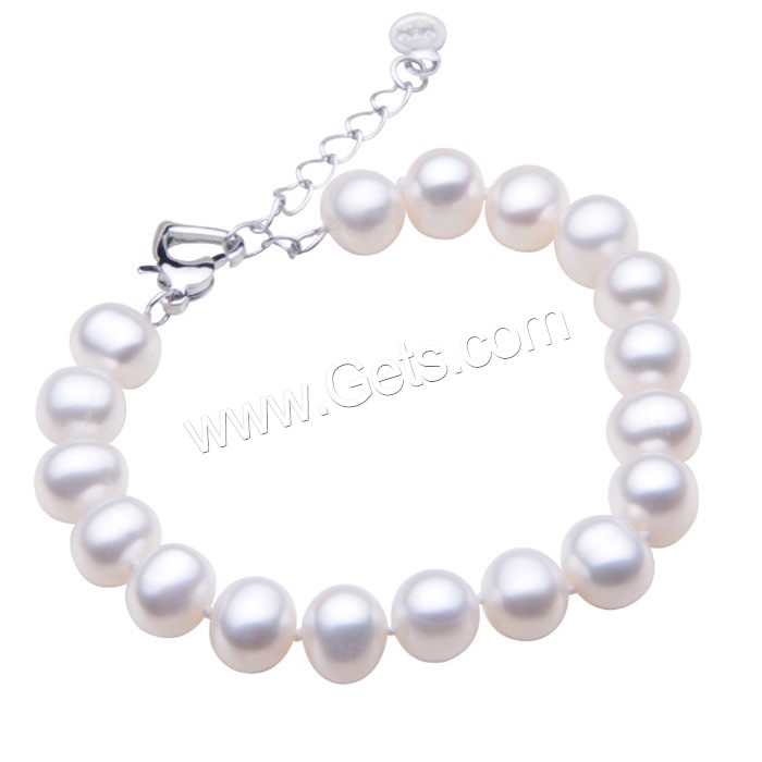 Cultured Freshwater Pearl Bracelets, brass lobster clasp, with 5cm extender chain, Potato, natural, different size for choice, white, Length:Approx 7.5 Inch, Sold By Strand