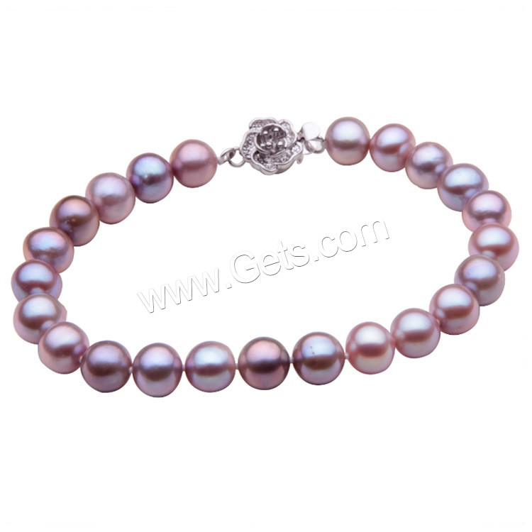 Cultured Freshwater Pearl Bracelets, brass box clasp, Potato, natural, different size for choice, purple, Length:Approx 7.5 Inch, Sold By Strand
