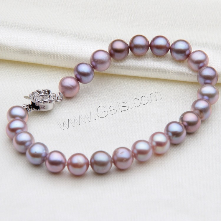 Cultured Freshwater Pearl Bracelets, brass box clasp, Potato, natural, different size for choice, purple, Length:Approx 7.5 Inch, Sold By Strand