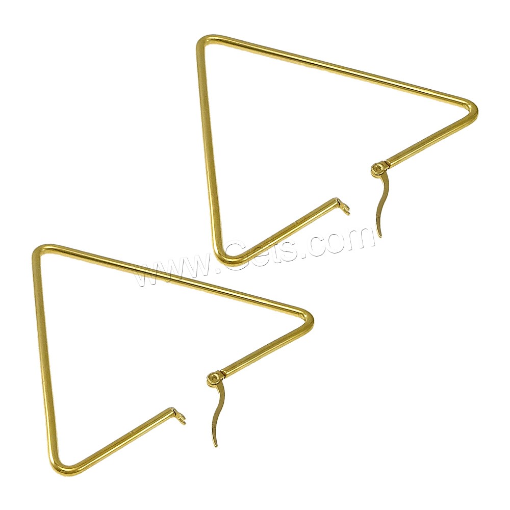 Stainless Steel Hoop Earring, Triangle, gold color plated, different size for choice, Sold By Pair