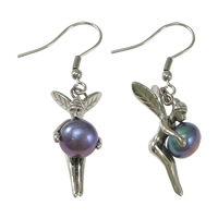 Freshwater Pearl Drop Earring, Stainless Steel, with Freshwater Pearl, Fairy, natural, original color 41mm 