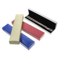 Cajas de Cuero para Collares, Cartón, con Esponja & Cuero de PU, Rectángular, más colores para la opción, 51x227x28mm, Vendido por UD