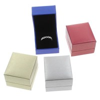 Leather Ring Box, Cardboard, with Sponge & PU Leather, Rectangle 