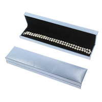 Leder Halskettenkasten, Karton, mit Schwamm & PU Leder, Rechteck, himmelblau, 51x228x28mm, verkauft von PC