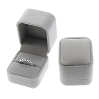 Бархатная коробочка для кольца, картон, с Губка & Бархат, Прямоугольная форма, серый продается PC