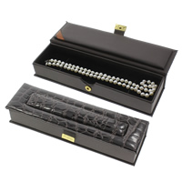 Leder Halskettenkasten, Karton, mit Schwamm & PU Leder, Rechteck, schwarz, 204x58x37mm, verkauft von PC