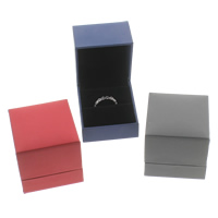 Cajas de Cuero para Anillos, Cartón, con Esponja & Cuero de PU, Rectángular, más colores para la opción, 55x59x54mm, Vendido por UD