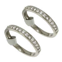 Cubic Zirconia anillo de dedo de acero inoxidable, micro arcilla de zirconia cúbica, color original, 3x2mm, tamaño:8, Vendido por UD
