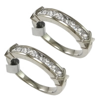 Cubic Zirconia anillo de dedo de acero inoxidable, con circonia cúbica, color original, 4x3mm, tamaño:8, Vendido por UD
