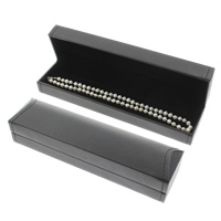Кожаная шкатулка для ожерелий, картон, с Искусственная кожа, Прямоугольная форма, серый продается PC