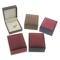 Boîte à collier en cuir, carton, avec cuir PU & velours de coton, rectangle, styles différents pour le choix Vendu par PC