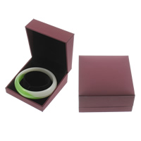 Cardboard Bracelet Box, with Velveteen, Rectangle, rubberized, red coffee color 