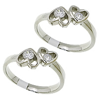 Cubic Zirconia anillo de dedo de acero inoxidable, Corazón, con circonia cúbica, color original, 8mm, tamaño:8, Vendido por UD