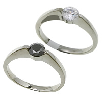 Cubic Zirconia anillo de dedo de acero inoxidable, con circonia cúbica & facetas, más colores para la opción, 5mm, tamaño:8, Vendido por UD