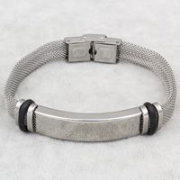 Bracelet en acier inoxydable Silicone, avec silicone, chaîne de maille Environ 8 pouce, Vendu par brin