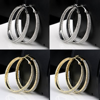 Mode Eisen Prise Kreis Ohrringe, plattiert, Falten, keine, frei von Nickel, Blei & Kadmium, 2-9.5x50mm, verkauft von Paar