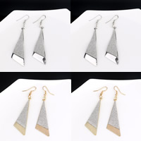 Iron Drop Earring, Triangle, plated, stardust nickel, lead & cadmium free, 50mm 