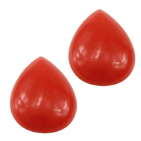 Fluted Giant Cabochon, Teardrop, flat back, red 