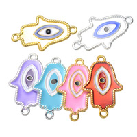 Evil Eye Jewelry Connector, Zinc Alloy, Evil Eye Hamsa, plated, Islamic jewelry & enamel & 1/1 loop Approx 2mm 