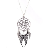Zinc Alloy Dream Catcher Necklace, with iron chain, Wing Shape, antique silver color plated, oval chain, nickel, lead & cadmium free, 62mm .5 Inch 