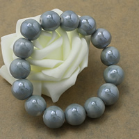 Porcelain Bracelets, Round, glazed, grey, 13x13.5-15mm Approx 8 Inch 