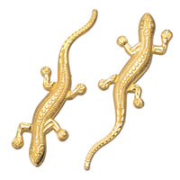 Cabochons de bijoux en alliage de zinc, gecko, Placage de couleur d'or, dos plat Vendu par PC