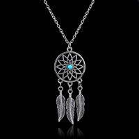 Zinc Alloy Dream Catcher Necklace, with iron chain & Resin, Feather, antique silver color plated, oval chain, nickel, lead & cadmium free, 500mm Approx 19.5 Inch 