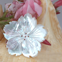 Natürliche weiße Muschelperlen, Blume, 40mm, Bohrung:ca. 1mm, verkauft von PC