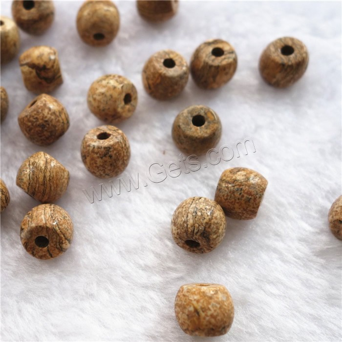 Picture Jasper Beads, Drum, natural, different size for choice, Hole:Approx 2mm, Sold By PC